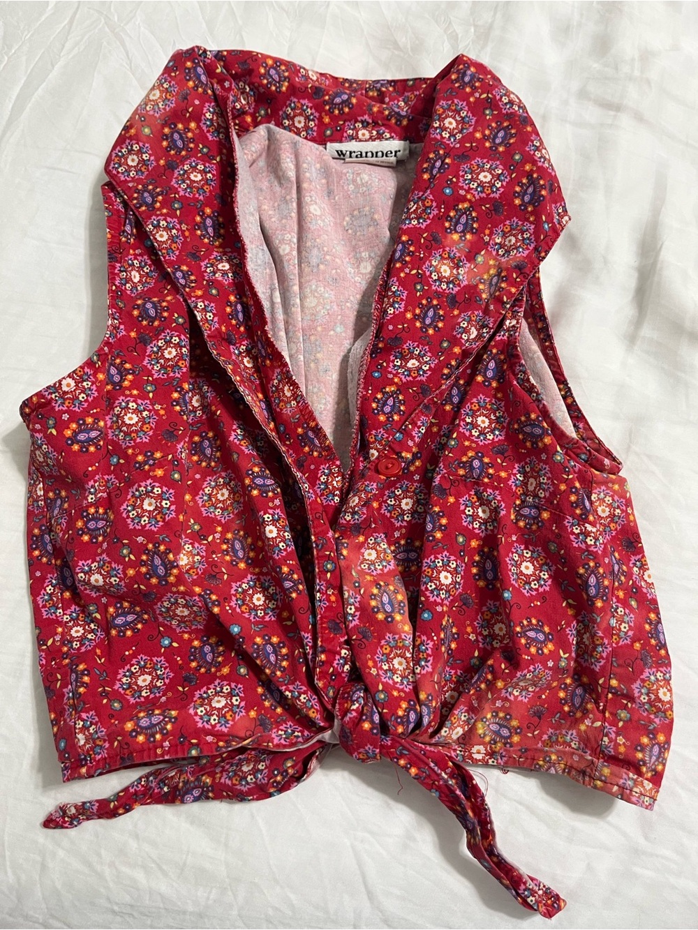Vintage 90s Red Floral Tie-Front Camisole